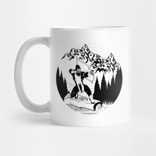 Bigfoot Bow Hunting Silhouette Mountains Gifts Mug